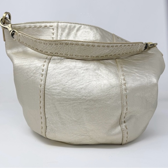 Sigrid Olsen Metallic Gold Leather Hobo Shoulder Bag 100% Leather - Picture 1 of 16